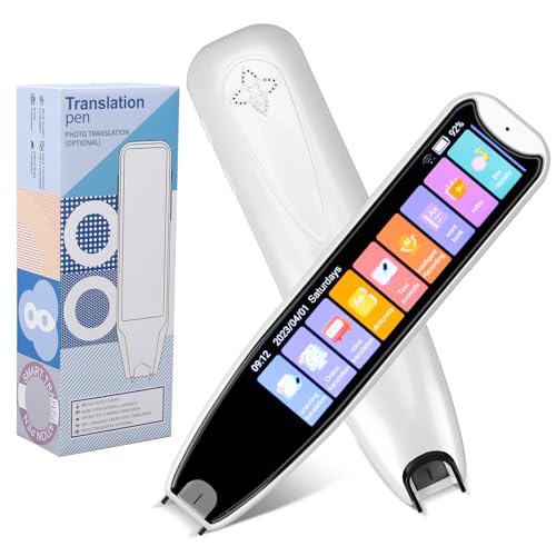 Scan Reader Pen for Dyslexia, 142 Language Smart Translation Pen Translator for Elderly, Kids, Students, Supports Voice, Scan, Text to Speech (White)