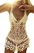 Halife Women's Sexy Lace Mesh Patchwork Bikini Bathing Suit Cover Up Tank Dress (One Size, Beige)