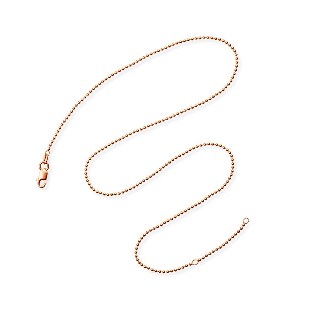 Drachenfels Fine Ball Chain Made of Sterling Silver Rose Gold-Plated with Lobster Clasp in Length 42 + 45 cm / Necklace Made of 925 Real Silver for Women/D KK 52/RG., Sterling Silver