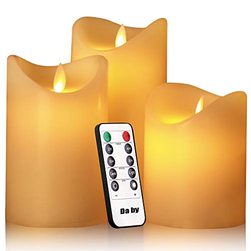 Da by Flameless Candle 4" 5" 6" The Latest Set of 3 Dance LED Flashing Wicks for Parties, Family, Public Elegance, Battery Powered, 10-Button Remote Control, Ivory - Thumbnail 7