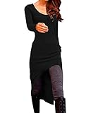 Allegra K Women's Scoop Neck Long Sleeves High Low Hem Tunic Top
