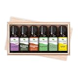Plant Therapy Essentials Gift Set | Lavender, Peppermint, Eucalyptus, Lemon, Rosemary, Cinnamon, in A Wooden Box | 100% Pure, Undiluted, Natural Aromatherapy, Therapeutic Grade | 10 mL (1/3 oz)