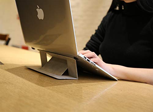 Invisible Laptop Stand Portable-RUCACIO Adhesive Laptop Kickstand Lightweight Stand Foldable Seamless Appendage of Computer Desktop Stand Holder Anti-Slide Fits Mac Book,Laptops,iPad, Tablet (Black)