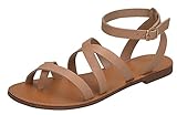 Breckelle's Women's Strappy Gladiator Ankle Wrap Flat Sandal