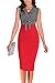 LECHEERS Women Sleeveless Bodycon Elegant Formal Business Pencil Dress Red M