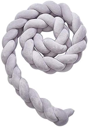 KiGoing Handmade Braided Cot Bumper, Baby Crib Bumper Knotted Braided Plush, Hand Woven Pillow Cushion Bed Bumper for Baby