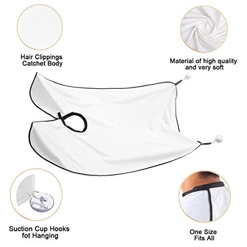 Beard Catcher Apron,Shaving Trimmer Apron,Bagvhandbagro New Design Beard Care Shave Apron Bib Catcher for Man Shaving (White) - Thumbnail 2