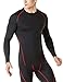 TSLA Men's Thermal Long Sleeve Compression Shirts, Athletic Base Layer Top, Winter Gear Running T-Shirt, Thermal Athletic Black & Red, Large