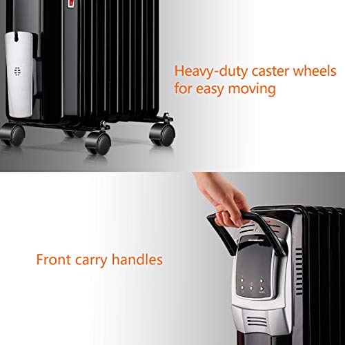 Homeleader 1500W Oil Heater, Space Heater with LED Display Screen, 24