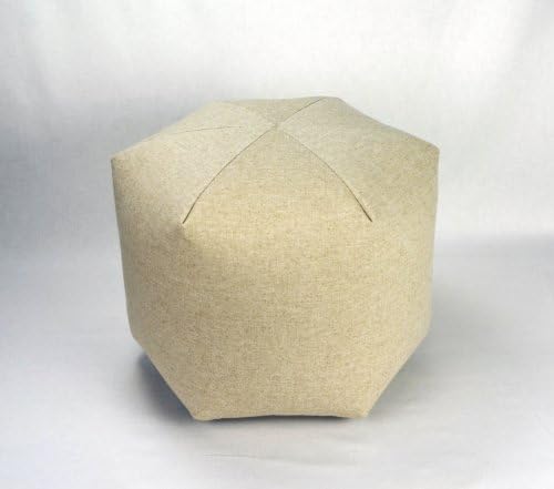 18" Floor Ottoman Pouf Pillow, Plain Beige Linen