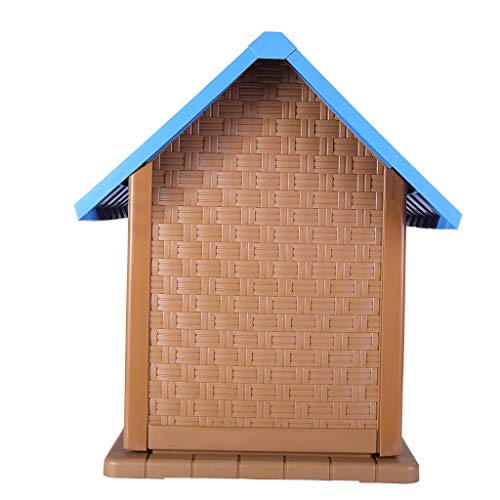 Homefami Pet Waterproof Plastic Dog Kennel Outdoor Winter House with Door Easy Assemble Ideal for Medium Large Pets Blue 32.3 x 26.4 x 24.4 inches