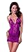 Dreamgirl Women's Stretch Mesh and Stretch Lace Chemise and Thong Set