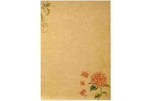 Letter Paper Kraft Brown Letter Paper 8Sheets Vintage Flower Design Letterhead Writing Paper Letter Pad Drawing Sketch Pad St