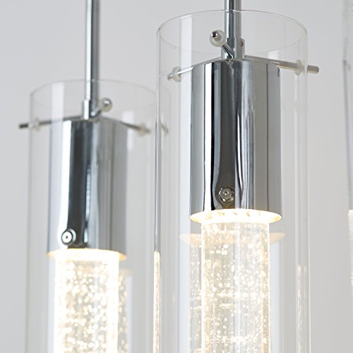Artika OME59 4-Pendant Dimmable Light Fixture with Integrated Led and Premium Bubble Glass, Chrome Plated
