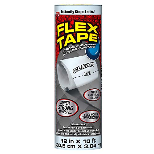 Flex Tape TFSCLRR1210, Clear Rubberized Waterproof Tape, 12 inches x 10 feet
