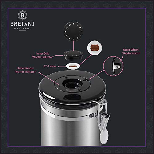 Bretani 24 oz Stainless Steel Coffee Canister & Scoop Set, Silver