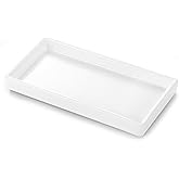 Luxspire Bathroom Vanity Tray, Mini Soap Dispenser, Small Ceramic Perfume and Jewelry Dish, Trinket Holder, Rectangle Candle Tray, Bath Organizer Kitchen Sink Narrow Dish, White