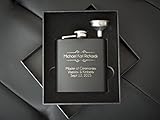 Personalized Flask Set- Engraved Custom Flasks, Groomsmen Gift- Groomsman Gifts For Men, Wedding Favor Customized Wedding, Monogrammed Father Man Hip Gift Set w/ Box #304 Steel - Matte Black 2pc Set