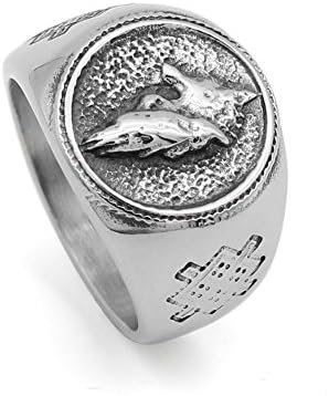 GuoSuang Men 316L stainless steel norse Viking odin's wolf and raven vantage ring jewlery