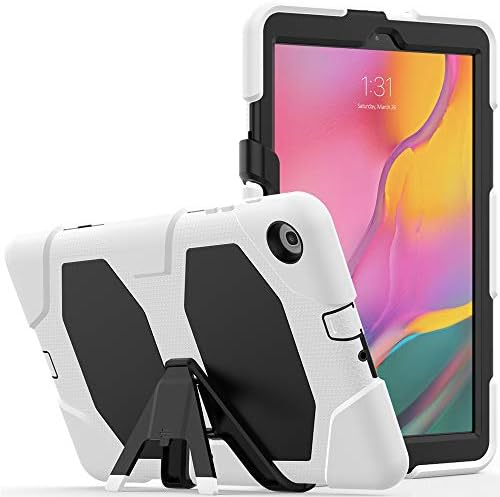 Hongxinyu Galaxy Tab A 10.1 2019 Case T510 T515, Griffin Series Shockproof Protective Cover with Built-in Kickstand and Screen Protection Film for SM-T510 SM-T515 (White)