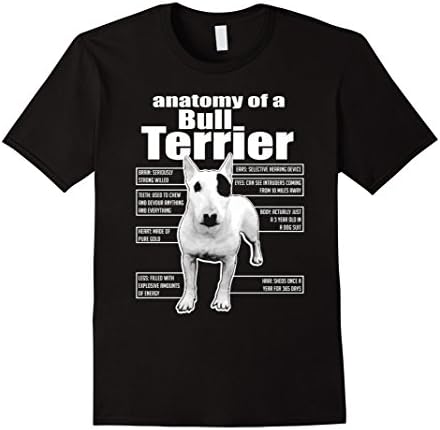 Mens ANATOMY OF A BULL TERRIER T-SHIRTS || FUNNY BULL TERRIER TEE Medium Black