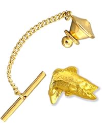 Creative Pewter Designs Largemouth Bass Fish Leaping 22k Gold Plated Tie Tack, Tie Pin, Jewelry, FG085TT