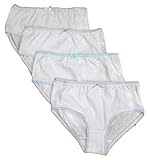 Buyless Fashion Girls Comfy 100% Cotton White Briefs With Colored Trim (4 Pack)