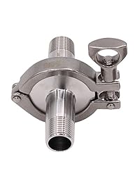 dernord 2 pcs sanitaria virola de rosca macho tubo accesorios + SUS304 Tri clamp (tri clover abrazadera) + Vitón