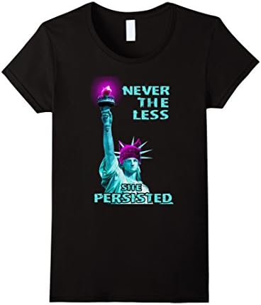 Women's Statue of Liberty in Pink Hat and Pink Torch Feminist Shirt XL Black