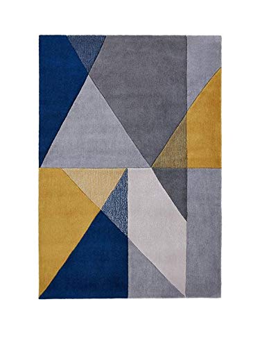Rugs Direct Origin Trio Blue/Ochre Rug, 100% POLYESTER, 160 x 230