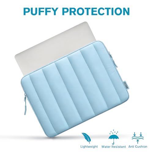 TECOOL Puffy Laptop Sleeve Protective Sleeve Case for Lenovo HP EliteBook Pavilion Acer Dell Chromebook Notebook, MacBook Air 15 M4 M3 M2 2025-2023 (14 Inch) Blue