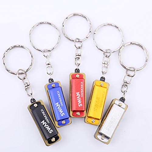 Polytree Keychain, 4 Holes 8 Tones Harmonica Pendant Charm Kids Toys Gift