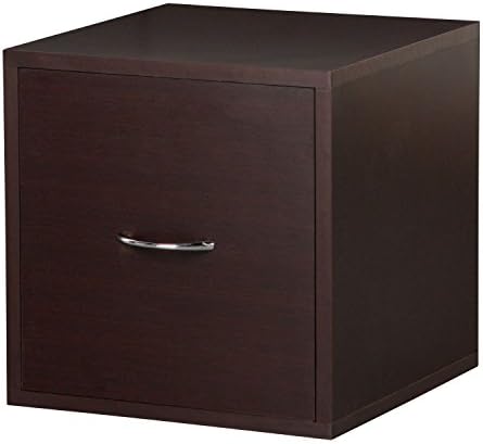 Solid Wood Frame Modular File Cabinet Storage Cube in Espresso