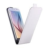 WAWO Samsung Galaxy S6 Case, Magnetic Closure Vertical Flip Leather Phone Case Cover for Samsung Galaxy S6 - White