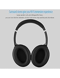 Auriculares con cancelación de ruido, Bluetooth con micrófono, auriculares inalámbricos con sonido estéreo, cómodos auriculares de proteínas para un uso prolongado