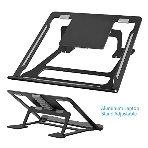 Laptop Stand, Foldable Adjustable Laptop Stand for Desk, Aluminum Ventilated Stand Anti-Slip Silicone Pad, Laptop Riser Ergonomic Portable Holder for 11″-15.6″ MacBook/Dell/HP/Lenovo (Black)