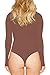 Meyeeka Women's Scoop Neck Zipper Long Sleeve Bodysuit Stretchy Romper Jumpsuit