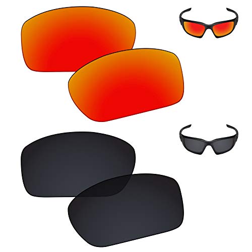 Galvanic Replacement Lenses for Oakley Scalpel OO9095 Sunglasses - Ruby + Black Polarized - Combo Pack