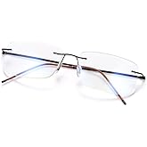 YIMI Progressive Multifocus Rimless Reading Glasses UV400 Computer Anti Blue Light Readers Transition Glasses for Men Women