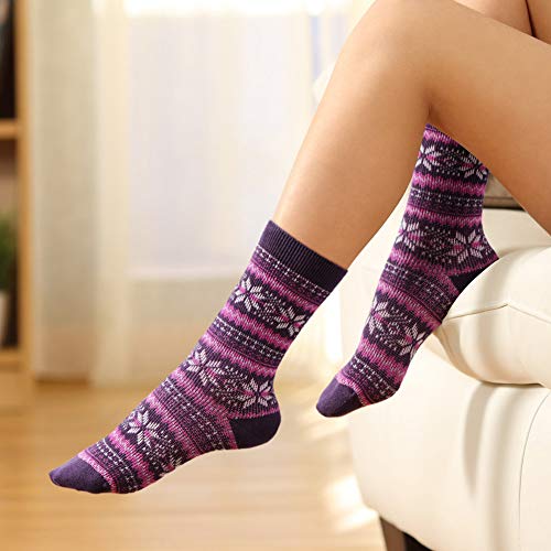 Gonii Pairs Womens Comfy Wool Cotton Socks Vintage Warm and Cozy Knit Crew Socks for All Seasons Casual Socks (1pair-Tan+Green, Shoe Size 9-12)