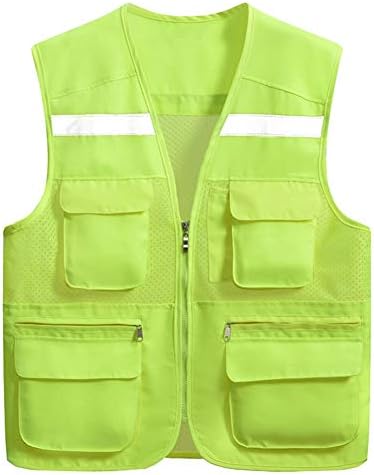 SK Studio Adult High Visibility Vest Heavy Duty Traffic Safety Vest Breathable with Reflective Strips and Pockets