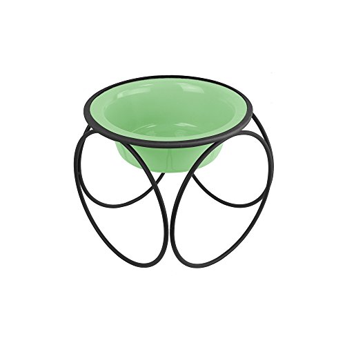 Platinum Pets Single Olympic Diner Feeder with Stainless Steel Dog/Cat Bowl, 1.25 cup/10 oz,Mint Green