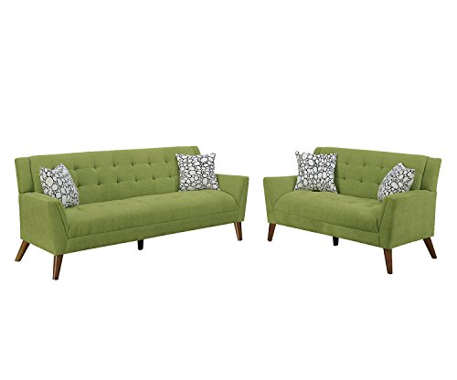 Poundex F6896 Bobkona Rozene Sofa and Loveseat, Willow