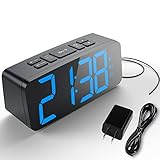HAPTIME Digital Alarm Clock with FM Radio for Bedrooms, Dual-Alarm, 4 Level Brightness Adjustable, 12hr 24hr Format and Snooze, Powered by DC Adapter, Backup Battery for Clock-Setting (Black)