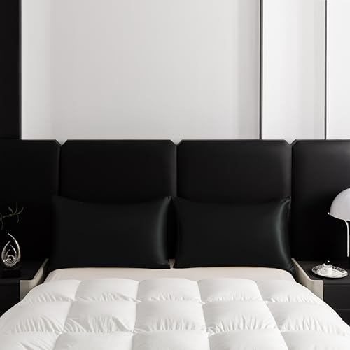 Tucusi 2 Pack Black Satin Pillowcases, 20"x 30" Standard Silky Pillowcase, Soft Pillow Covers, Satin Pillow Covers with Envelope Closure, Queen Size - Image 4