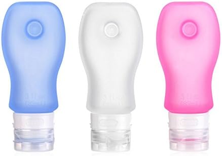 3.4 oz Travel Toiletry Bottles TSA Approved - 3 Pack Refillable Cosmetic Containers for Shampoo / Lotion / Gel, Pack in Clear Quart Sized Zipper Bag