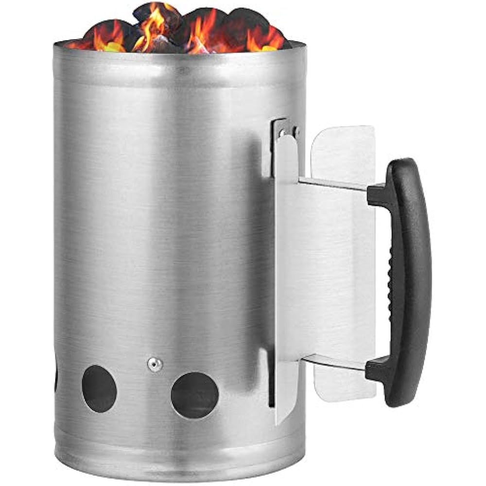 Charcoal Chimney Starter Grill Barbecue BBQ Galvanized Steel Lighter