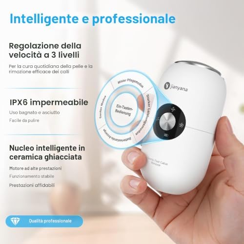 Mini Pedicure Elettrico, Calli Piedi Rimozione Con Regolazione A 3 Velocità Pedicure Elettrico Professionale Piedi,Testa Di Rettifica In Metallo×2，Cavo Dati×1，Borsa Portaoggetti×1，Spazzola×1