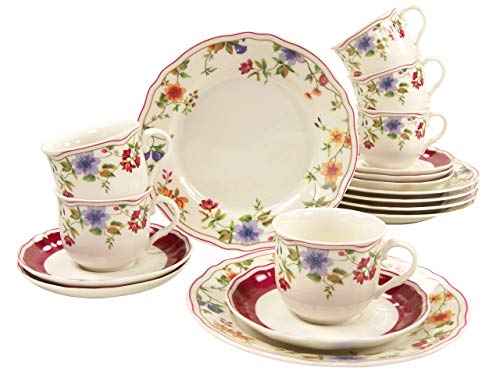 Creatable, 16140, Serie Cornwall Garden, Geschirrset Kaffeeservice 18 teilig, Porzellan, Mehrfarbig, 0