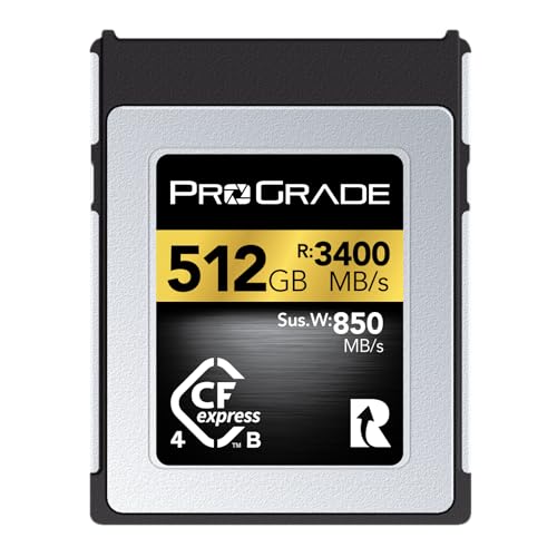ProGrade Digital CFexpress 4.0 Typ B Speicherkarte für Kameras, optimiert für Express-Übertragung von Dateien und großen Speicher, 512 GB Gold-Serie